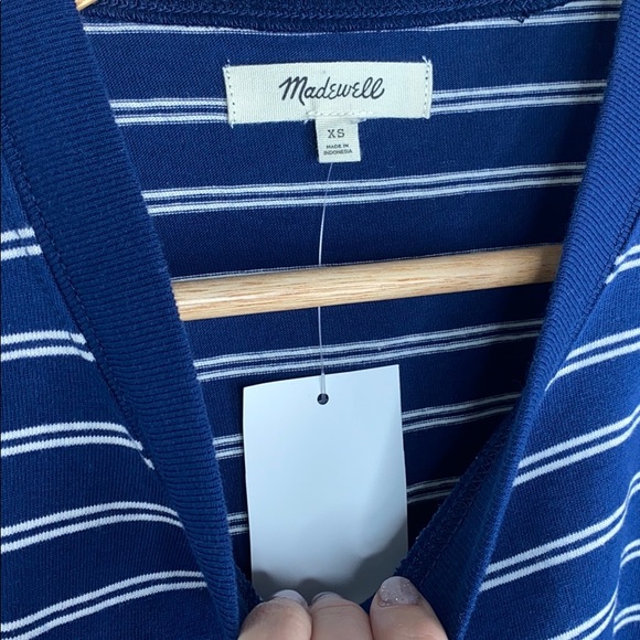 Madewell Dress Striped Crewneck Blue T-Shirt NWT - Picture 6 of 13